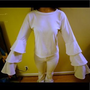 Layered flare bell long sleeve tee top size S US4